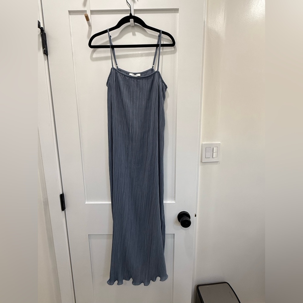 Madewell Blue Plisse Midi Dress